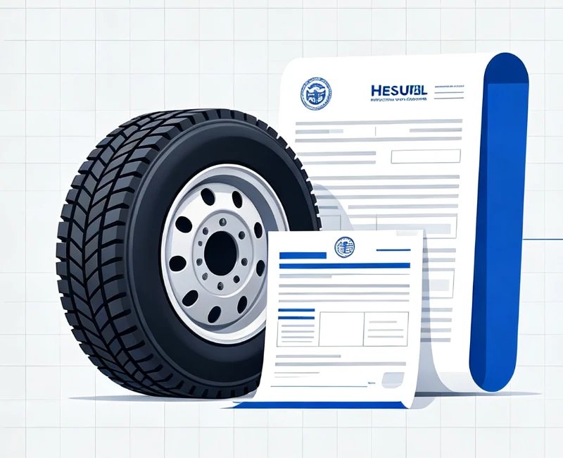 Tire and customs documentation illustration